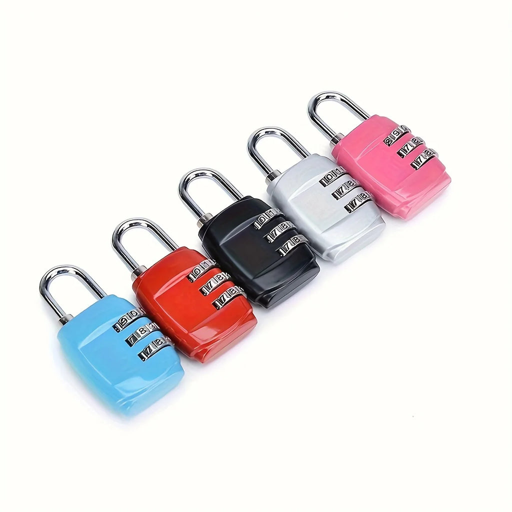 Mini Zinc Alloy 3-Digit Combination Padlock in Multi Colors, Security Password Lock for Luggage Suitcase Backpack Drawer Cabinet