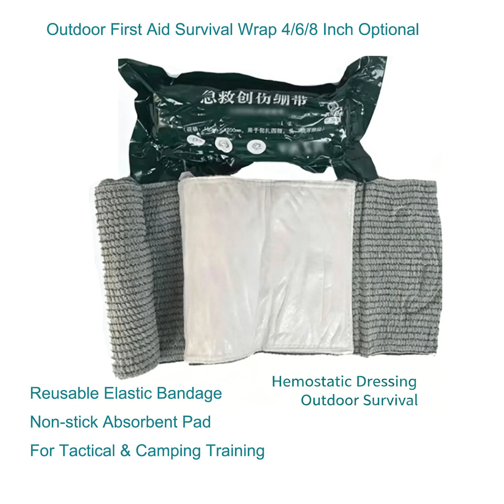 4/6/8 Inch Compression Trauma Dressing Set 100/150/200×1200mm Elastic Hemostatic Wound Bandage Outdoor Survival First Aid Traini