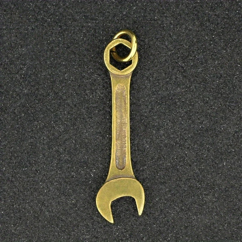 Vintage Solid Brass Wrench Key Chain Handmade Pure Copper Mini Spanner Keychain Pendant for Motorcycle Car Tool Keyring