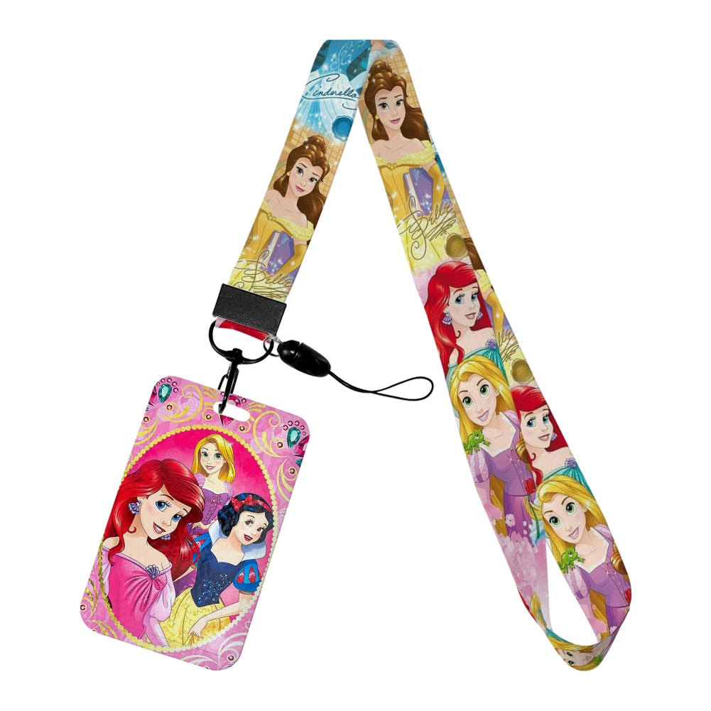 Disney Princess New Arrival Card Holder Student Keychain Girl Bus Metro Protective Case School Card Cover Kid Personalized Gifts