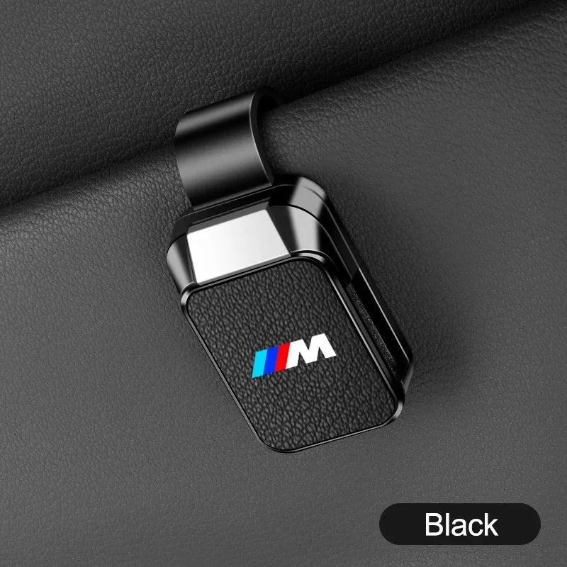 For BMW M 50th E39 E46 E60 E70 E91 E92 F10 F40 G01 X3 X5 X6 X7 Leather+ABS Car Sun Visor Glasses Clip Interior Sunglasses Holder