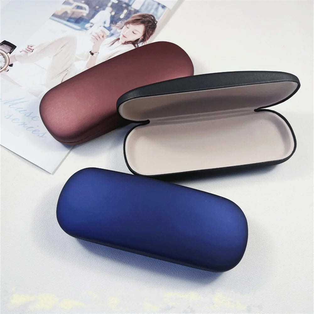 Unisex Hard Glasses Box for Men Women Reading Myopia Glasses Protector Case PU Leather Solid Color Fashion Eyewear Accessories