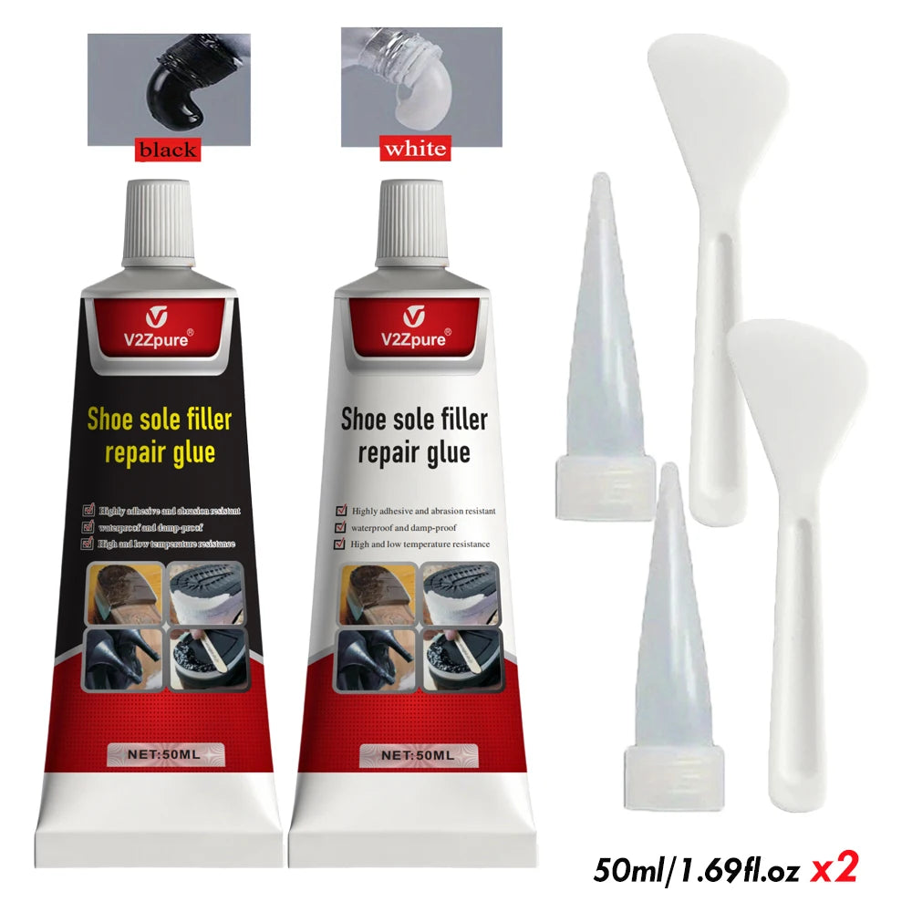 3PCS Shoe Repair Glue Kit White Black Sole Waterproof Quick Drying Filling Repair Glue Wear-resistant Sealant Crack Repair Agent