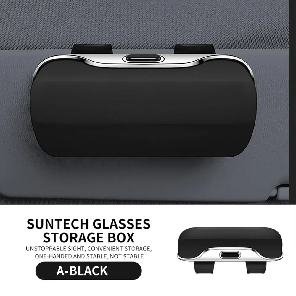 Car Sun Visor Glasses Case One-Hand Operation Racing Style Car Glasses Box Anti-Scratch Velvet Interior Car Interior Accessory