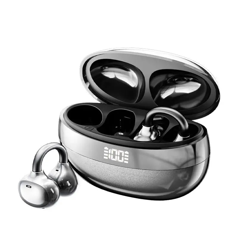 Clip-On Open Ear Wireless Bluetooth Headphones,Bluetooth 6.0 Sports Earphones with 60-Hour Battery, Comfortable Wearing,HD Call