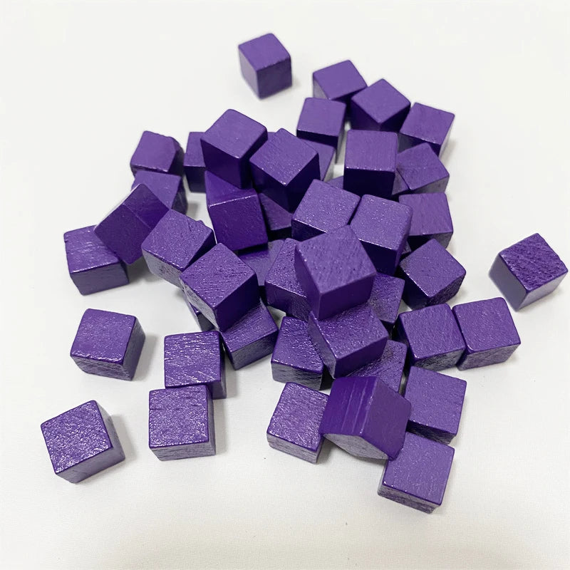 100Pcs/lots 10mm Wood Cubes Colorful Dice Chess Pieces Right Angle For Token Puzzle Board Games Early Education
