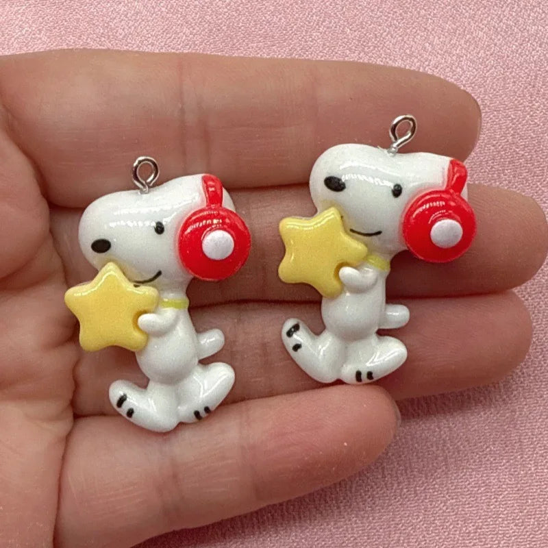 10pcs resin cute little dog pendant, DIY jewelry making earrings, keychain accessories