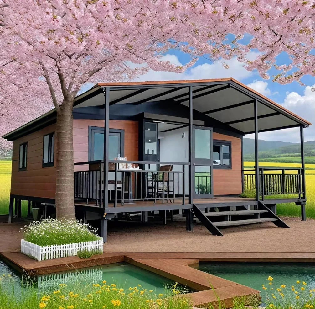 20ft/20ft Expandable Tiny House on Wheels Trailer Slide Outs Ready to Ship Home 2 Bedroom Prefabricated Mobile