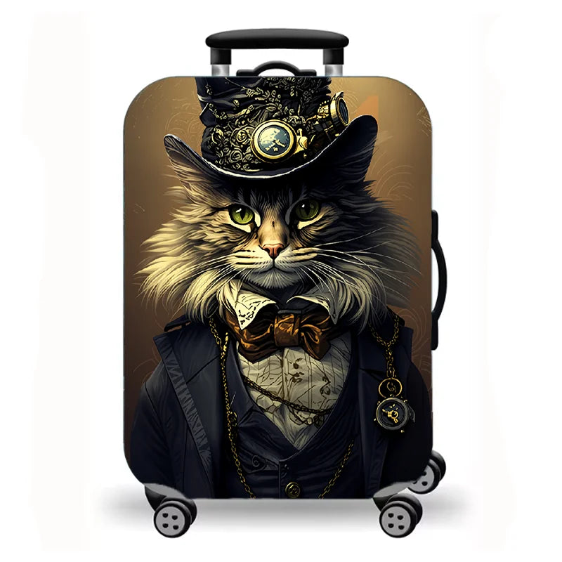 Luggage Cover, Starry Night Cat Cartoon Fantasy Print Stretch Suitcase Protector, Washable Anti-Scratch Travel Baggage Cover
