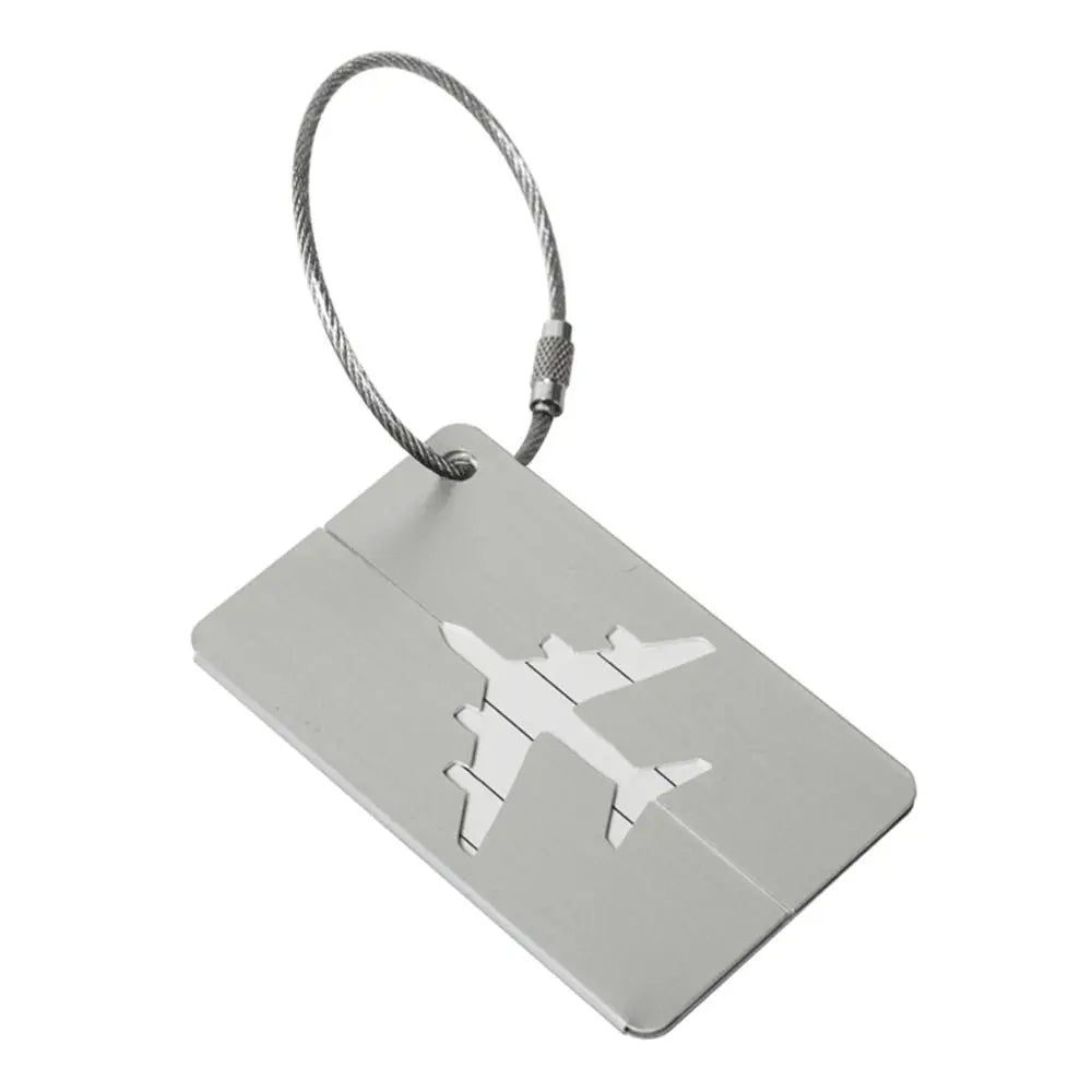 Aluminium Travel Luggage Tags Reusable Suitcase Baggage Labels Holiday Suitcase Labels Travel Bag ID Plane Identifier With Ropes