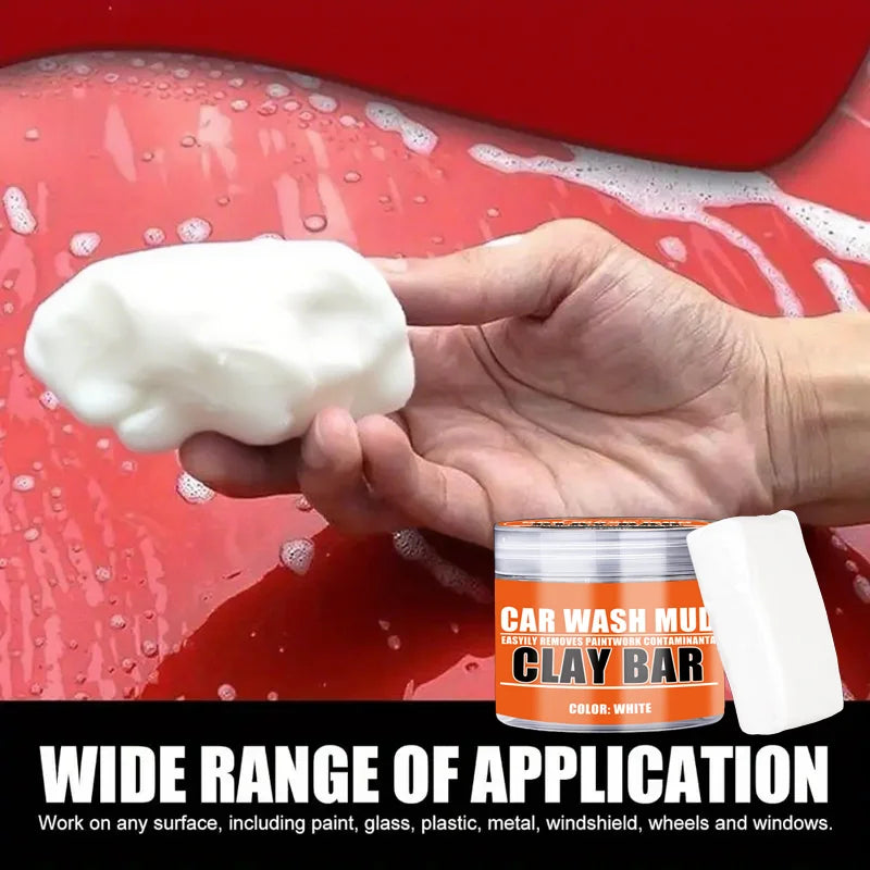 White Car Wash Mud Clay Bar - Safe Paint Decontamination, Removes Iron Powder, Flying Paint & Stubborn Stains
