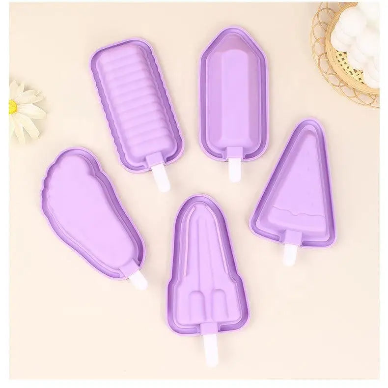 5 pcs Summer Homemade Silicone Ice Cream Mold With Multiple Shapes For Household Ice Cream Making Tools