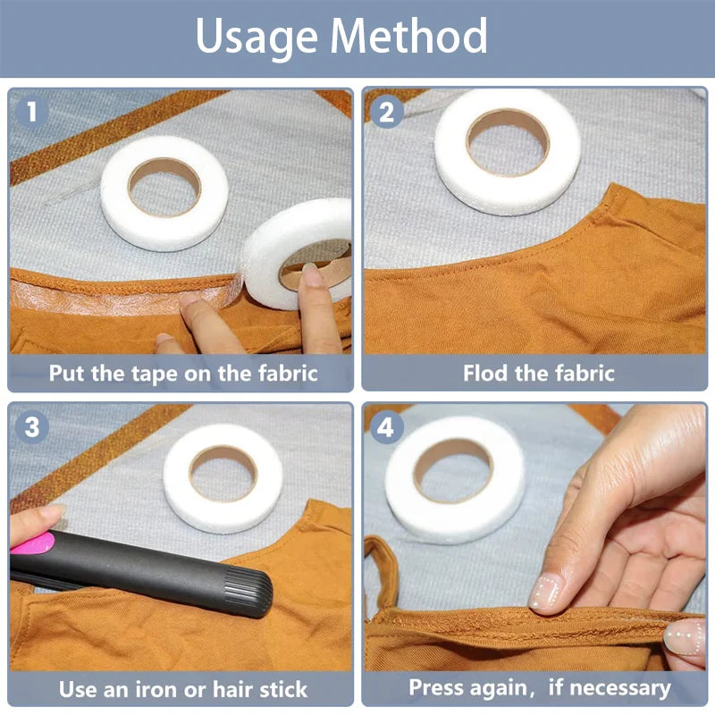 64M Hemming Tape Fabric Adhesive Hem Iron on No-Sew Hemming Tape For Pants Curtains & Drapes Durable Fabric Tape Sewing Tools