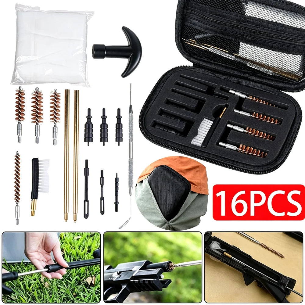 Universal Pistol Gun Cleaning Kit.22 .357 .38 9mm .45 Caliber Hunting Handgun Cleaning Tools for Shooting Maintenance