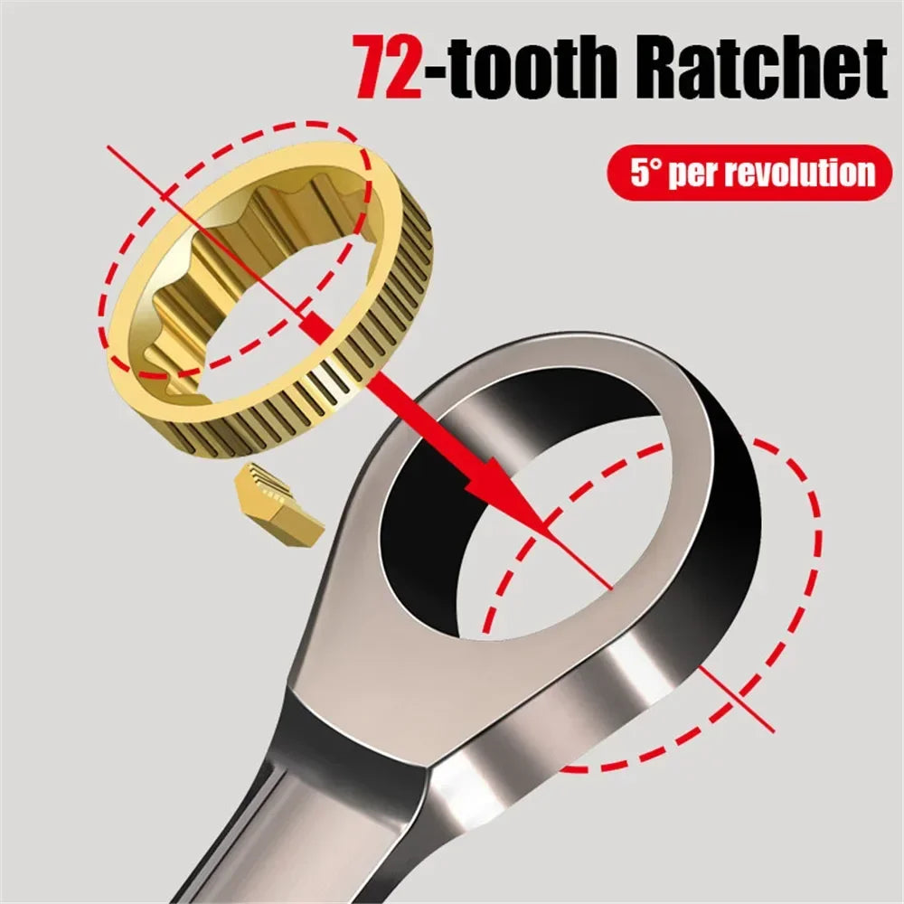 Automotive Repair Ratchet Wrench Quick and Labor-saving Industrial Grade Extended Opening Small Board Double End Tool Set