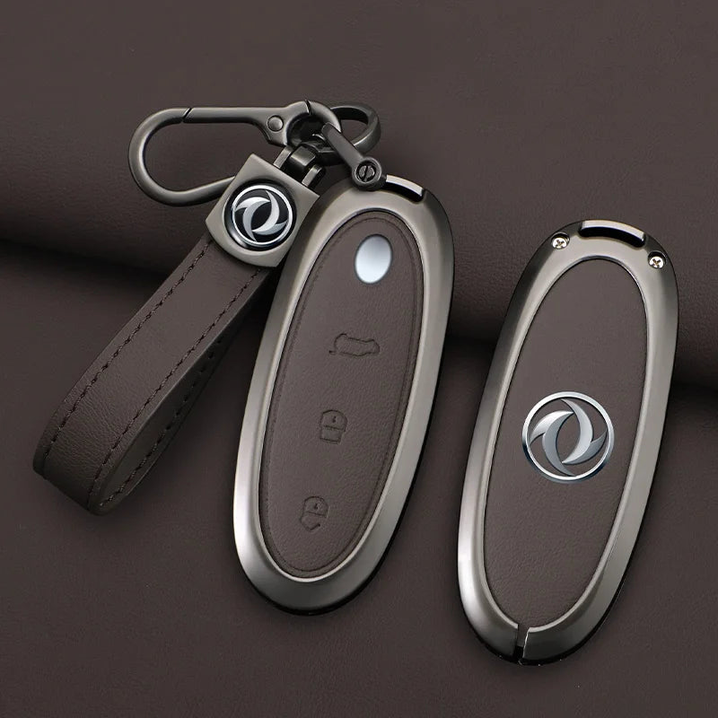 3 Buttons Zinc Alloy + Leather Car Key Case Cover Shell Skin Holder For 2024 Dongfeng NAMMI 01 new Energy Remote Key Protection