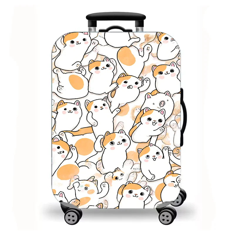 Luggage Cover, Cute Cartoon Cat Kitten Fantasy Print Stretch Suitcase Protector, Washable Anti-Scratch Travel Baggage Cover