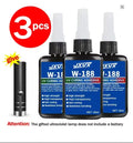JXVX 50 g new high-strength UV curing resin adhesive W-188 is suitable for DIY process, bonding and welding glass, metal, ceramics and ABS materials. Includes 1-3 UV curing lamps.