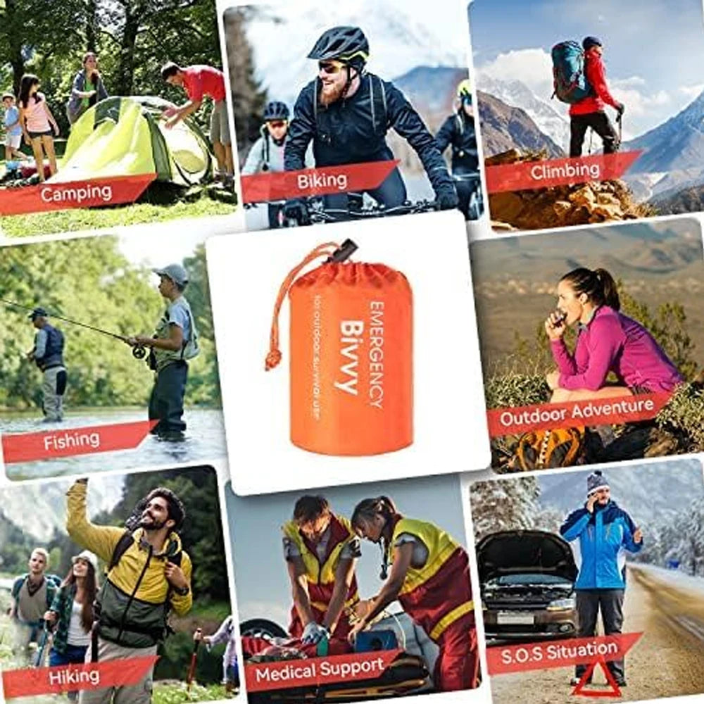 Emergency Sleeping Bag Survival Blanket Thermal Mylar Bivy Sack Lightweight Waterproof Portable Shelter For Camping Hiking