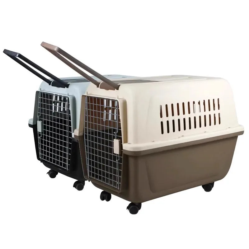 ‌Large Dog Crate for Air Travel - Pet Carrier with Wheels, Foldable Kennel for Golden Retriever, Airline Approved Portable Cage