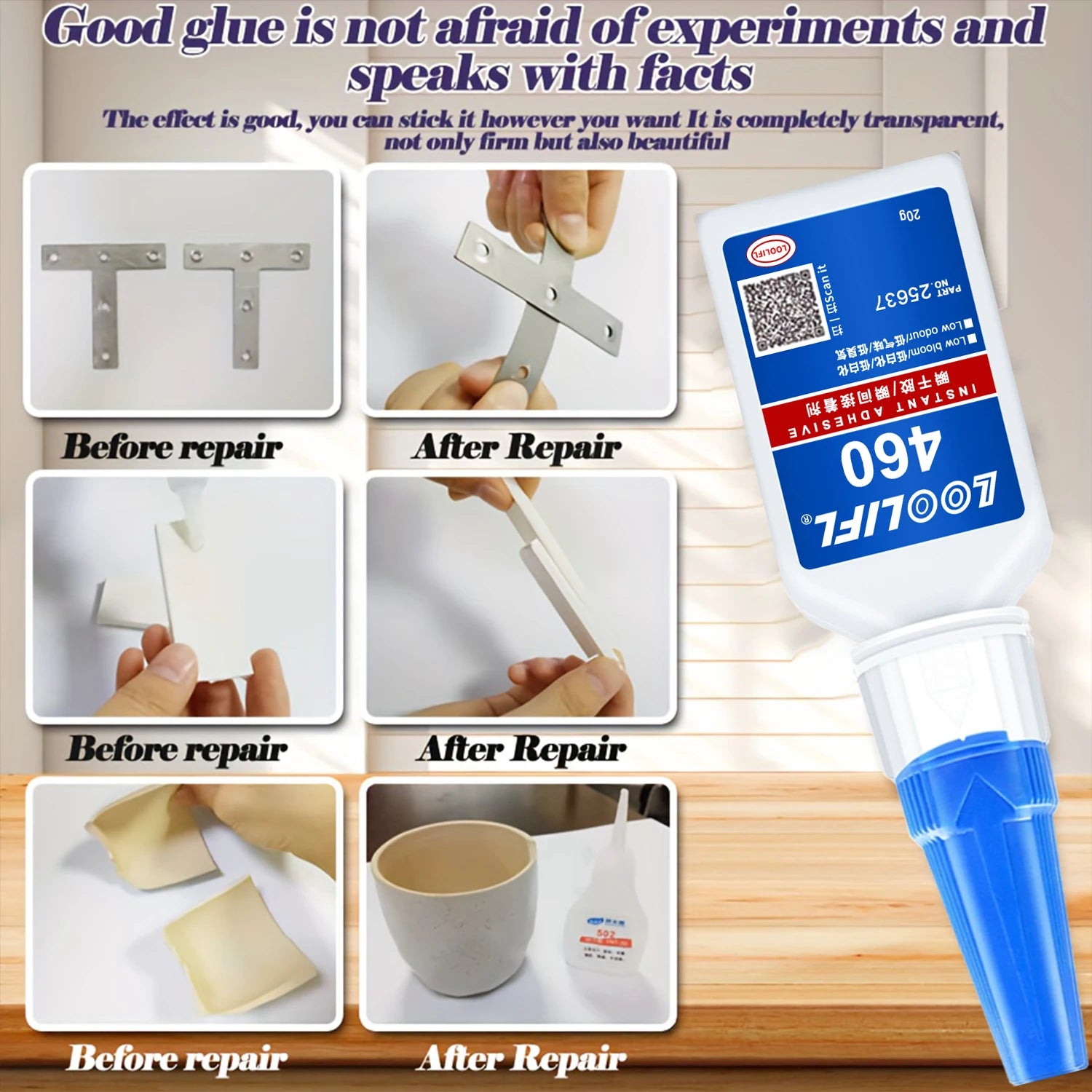 460 Super Glue universal Instant Adhesive Quick-drying Cyanoacrylate for Leather Rubber Wood Metal Strong Bond Liquid Glue Tool