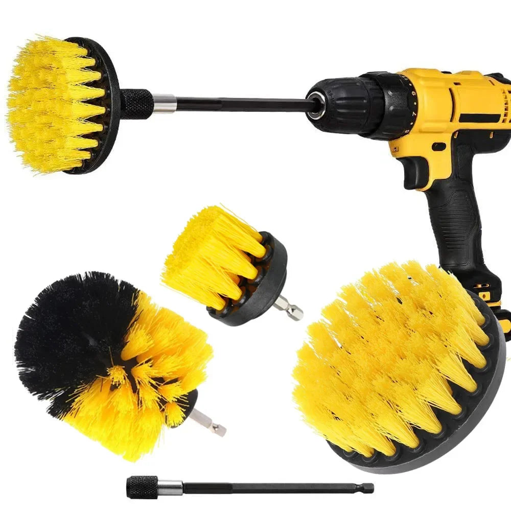 Drill Brush Attachment Set Power Scrubber Wash Cleaning Brushes Tool Kit with Extension for Clean Car Wheel Tire Glass Windows