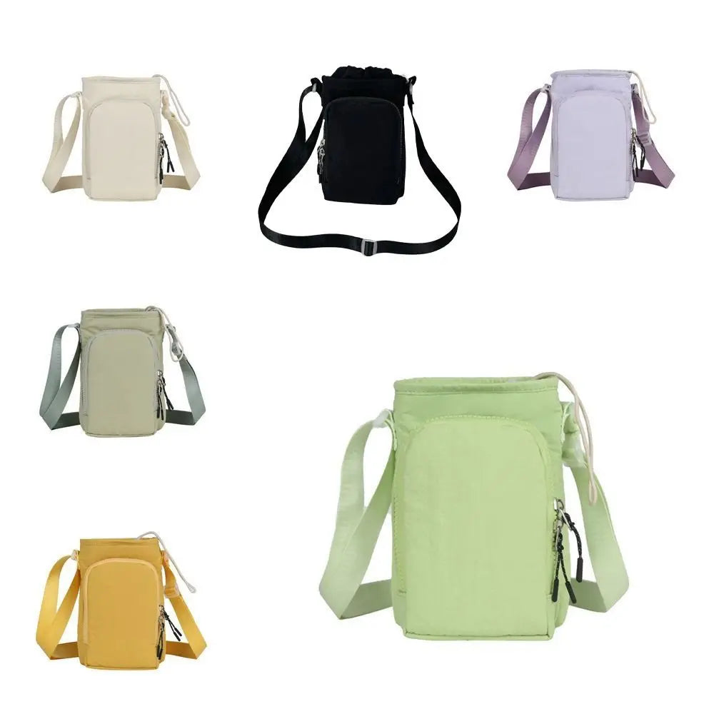 Shoulder Strap Water Bottle Carrier Bag Front Pocket Waterproof Crossbody Water Bottle Purse Portable Handle