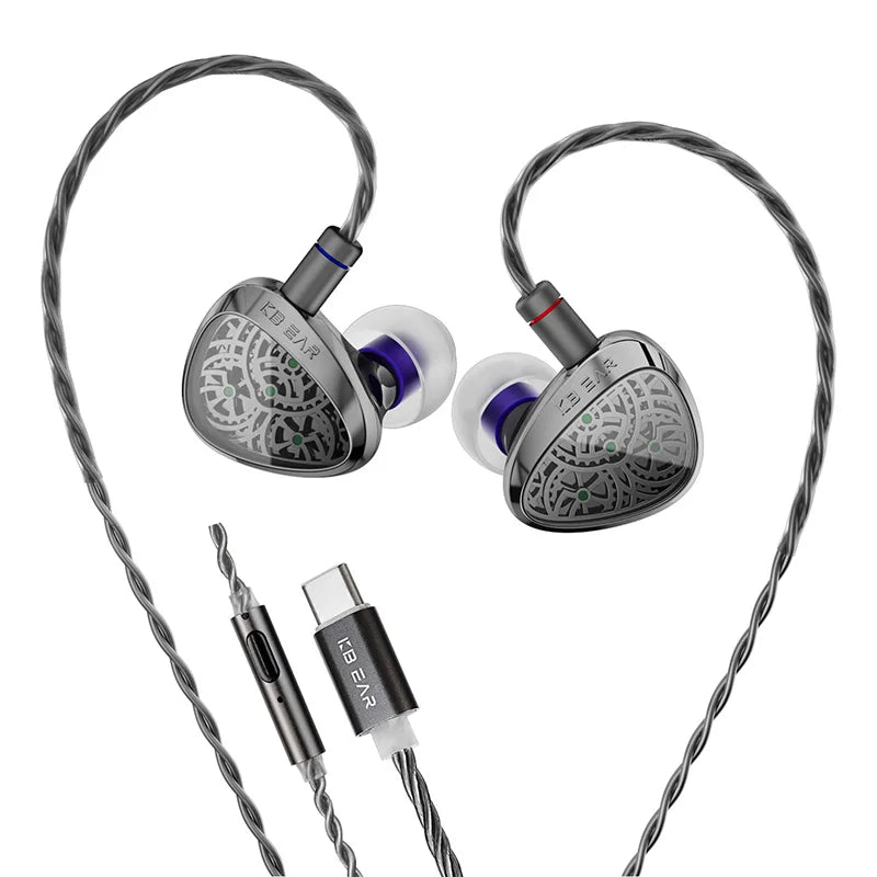 KBEAR TBX Tourbillon X  IEMS in-Earphone Wired Headphones 10mm CVD-Coated Carbon Fiber Diaphragm Deep BassGaming Headset