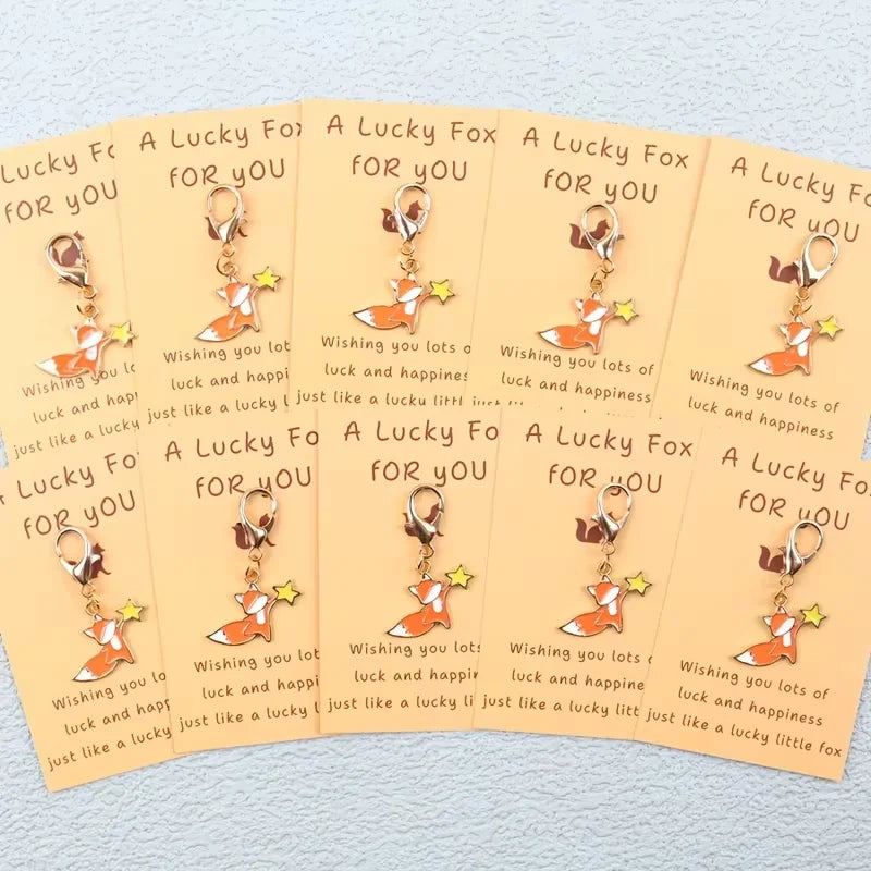 0 Piece/15 Pieces of Lucky Charms, Cute Fox Keychain Set, Comes with a Lucky Story Card, Suitable for New Year, Housewarming, Birthday Wishes, and Other Occasions