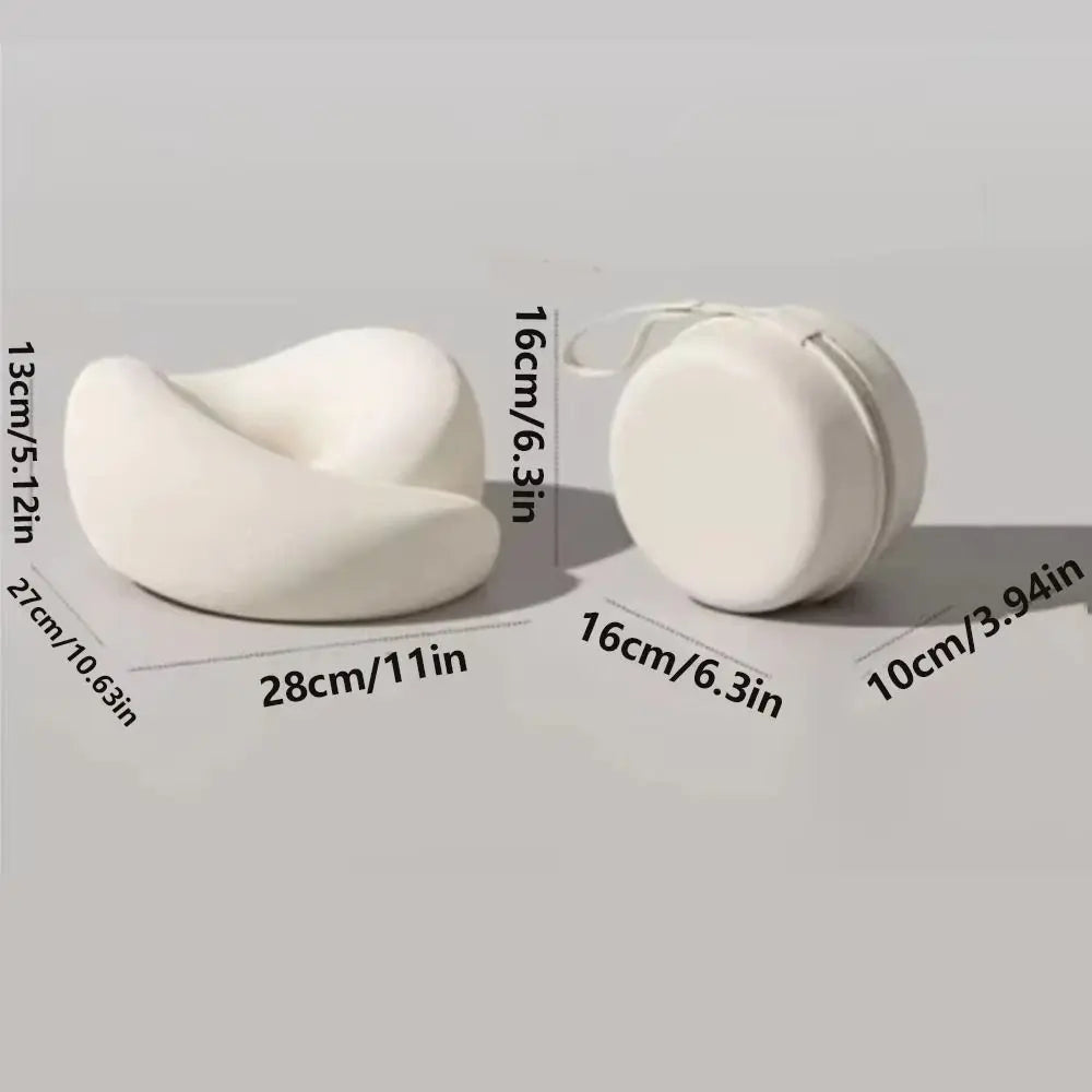Slow Rebound U-shaped Neck Pillow Durable Foldable Hooded Neckrest Pad with Storage Box Non-Deformed Cervical Support Pillow