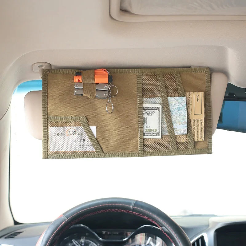 Multifunctional MOLLE Sun Visor Storage Bag Tactical Car Organizer Pouch for Pickup Trucks SUVs Tool Holder Travel & Outdoor Use