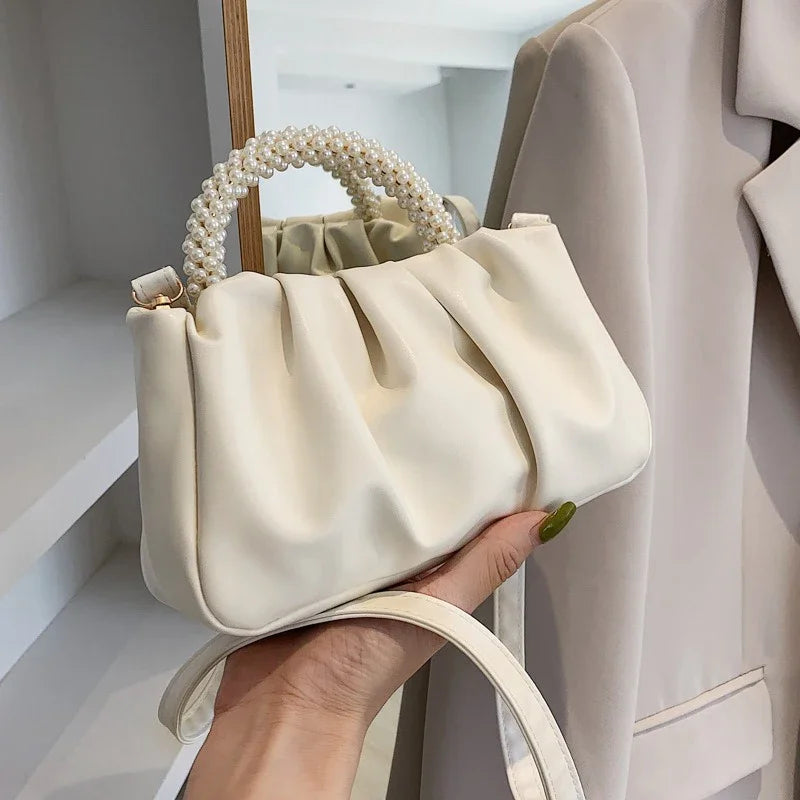 2026 Fashion Solid Color Soft Cloud Shaped Handbag Minimalist Ladies Single Shoulder Crossbody Bag Daily Casual Purse