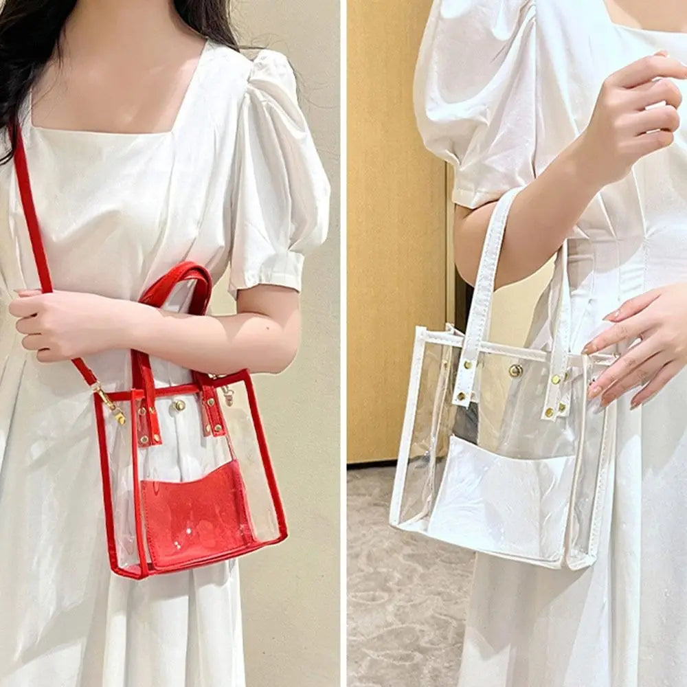 Transparent Crossbody Bag for Women Candy Color Fashion Shoulder Bag PVC Transparent Jelly Bag Crossbody Bags