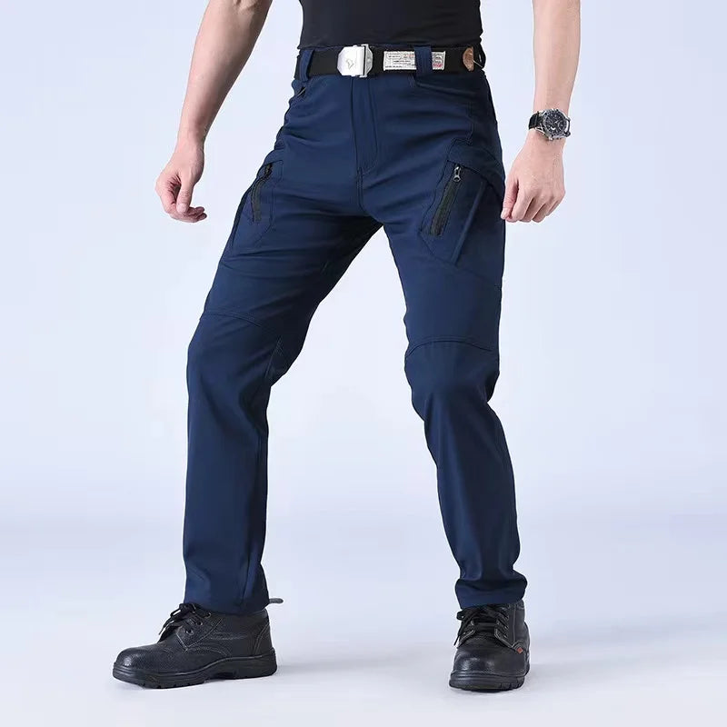 Men's Spring Autumn Tactical Combat Gargo Elastic Camping Hiking Trekking Climbing Outdoor Trousers Softshell Quick Dry Pants