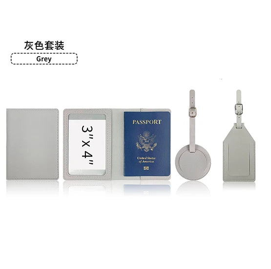 Custom Name Travel Passport Cover Round Luggage Tag Personalized Suitcase Label With Air-tag Bag PU Leather Luxury Dropship Gift