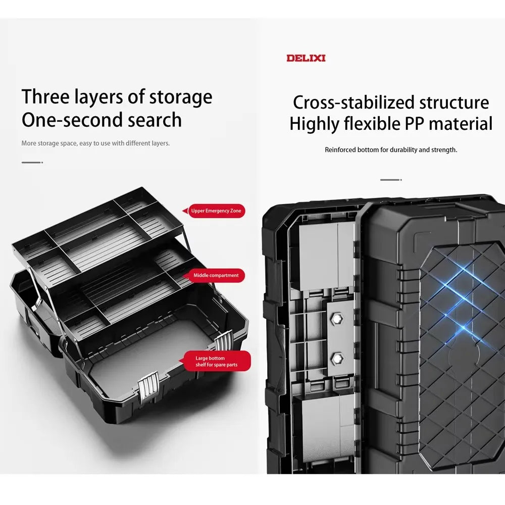 Multifunctional Tool Storage Box Plastic ABS Multiple Specifications with Handle Portable Tool Organizer Thickened
