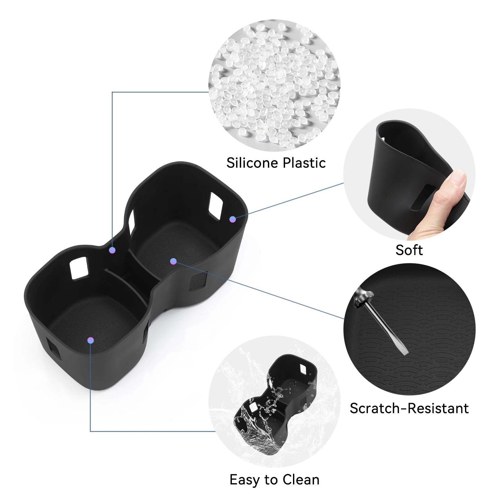 SMABEE for Chery OMODA 5 C5 E5 EV Model 2024 2025 Cup Holder Shock-Absorbing Storage Tray TPE Central Armrest Cup Box Tidying