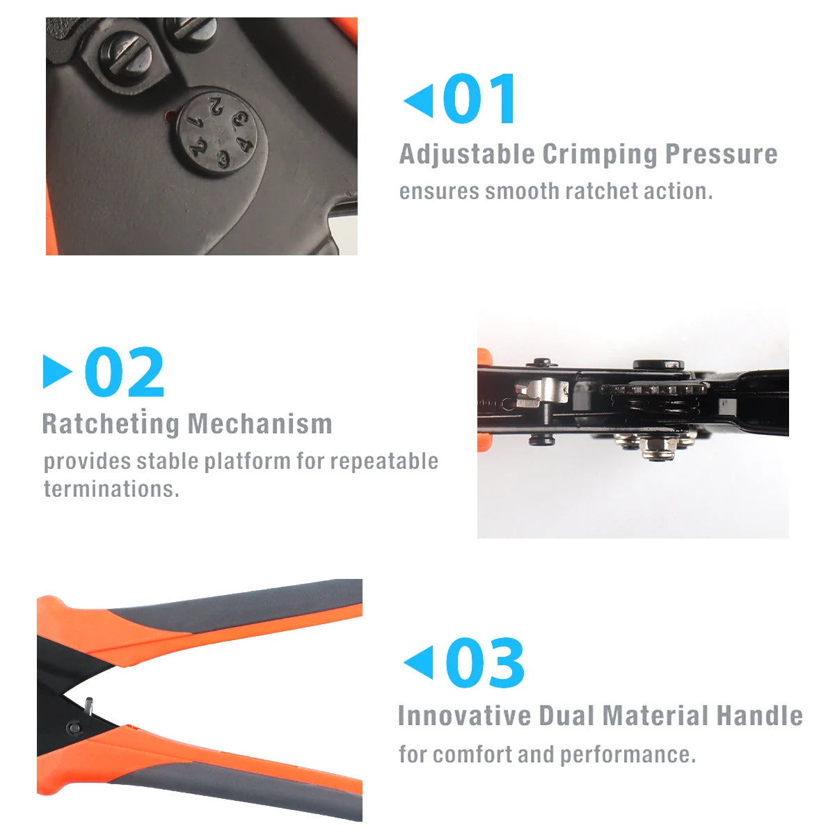 IWS-6/8/16/38 crimper plier Ratchet Crimping Tool for Non-Insulated Terminals 1.25-38MM² Polished Jaw Pressure regulating de