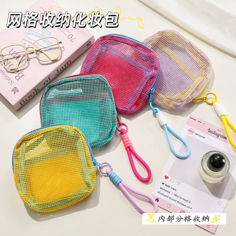 Dopamine Handheld Tofu Bag Mesh Mesh Portable Outdoor Travel Storage Bag Multi functional Makeup Bag