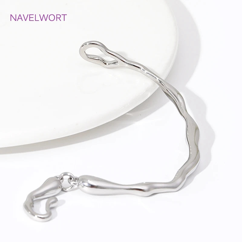 18K Gold Plated Brass Irregular Half Bracelet Connector Curved Tube For DIY Necklace Jewelry Making Connecting Accessories
