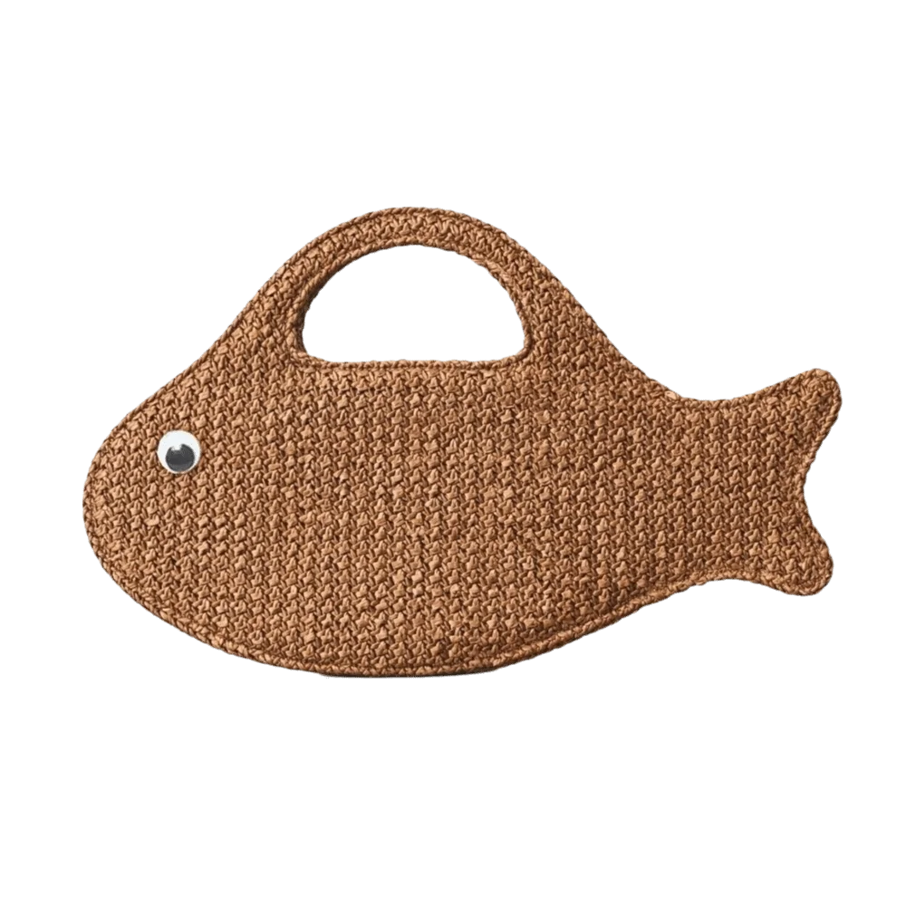 Funny Cute Large Capacity Woven Bag Knit Straw Fish Shaped Handbag Lightweight Eco-Friendly Shopping Bag Women