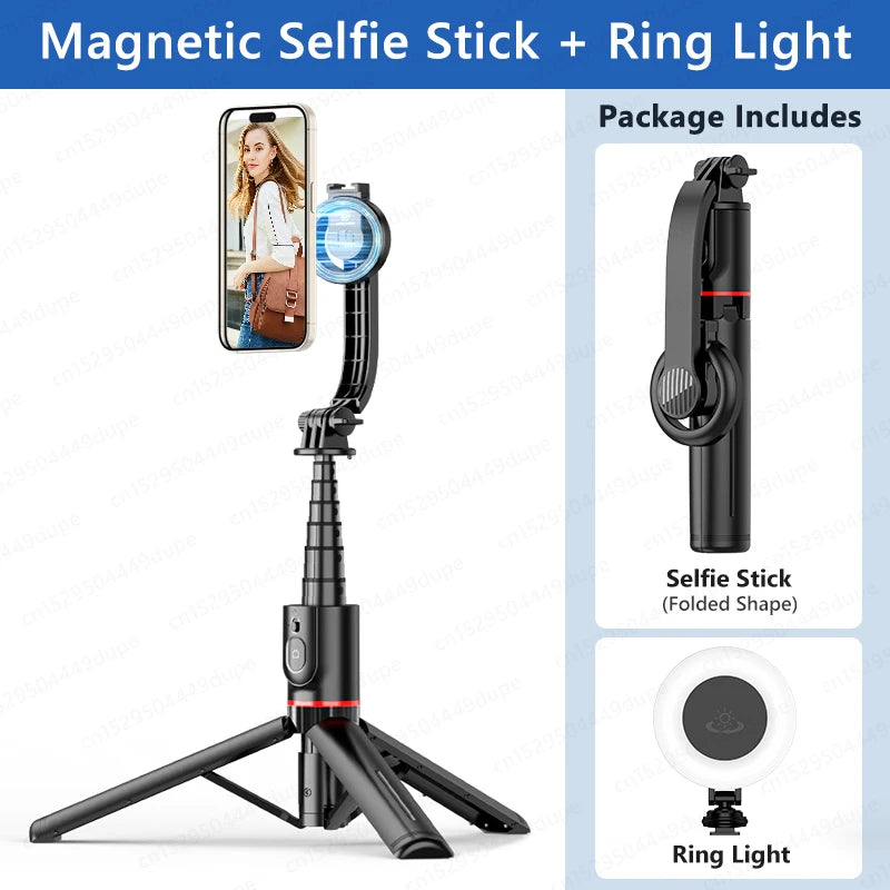 KEELEAD Magnetic Selfie Stick with Bluetooth Remote Magsafe Cellphone Tripod Stand for iPhone 14 13 12 Pro Max Vertical Shooting