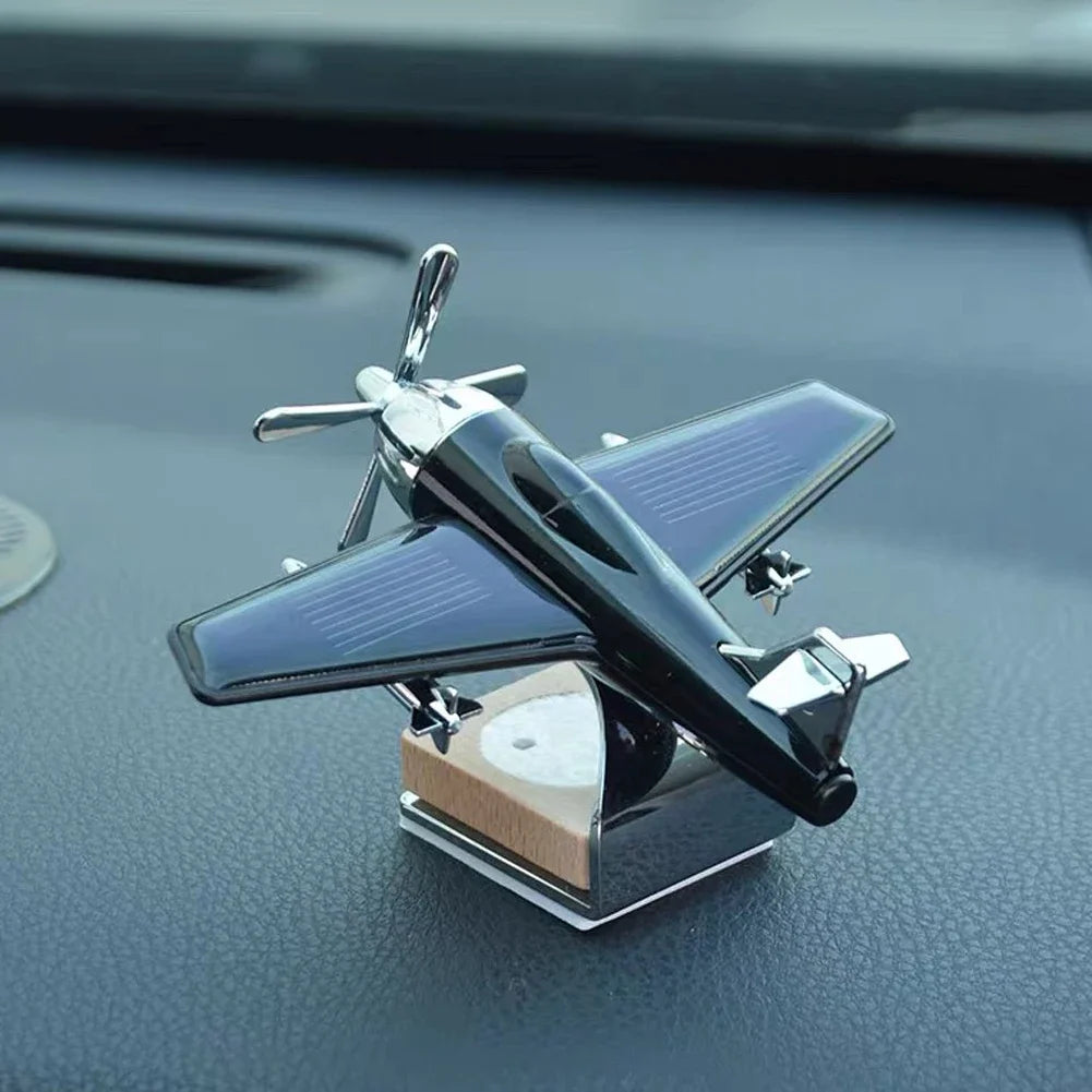 Solar Plane Car Perfume Rotating Mini Aircraft Decoration Car Air Freshener Car Decorative Accessories Car Odor Eliminator