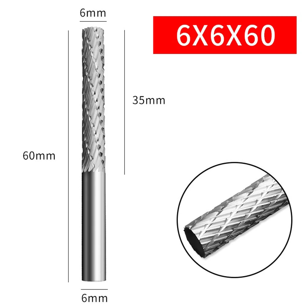1pc Rotary File 6mm Shank High Speed Steel Grinding Head Metallic Jade Woodworking Electric Milling Cutter Carving Rotary File