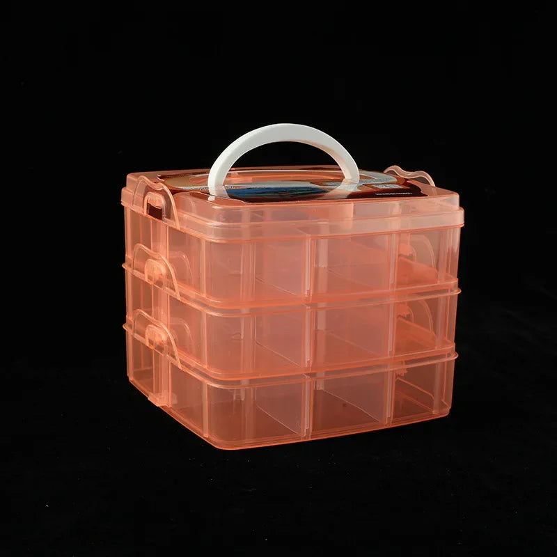 Storage Box  3 Layers 18 Compartments Plastic Clear Organizer Multifunction Empty Box Sewing Tools Jewelry Container