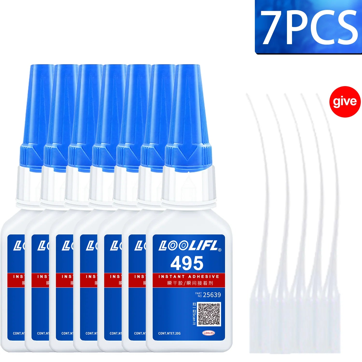 LOOLIFL 495 Super Glue Cyanoacrylate Instant Adhesive High Strength for Metal Plastic Rubber Wood Bonding DIY Fast Curing Tool