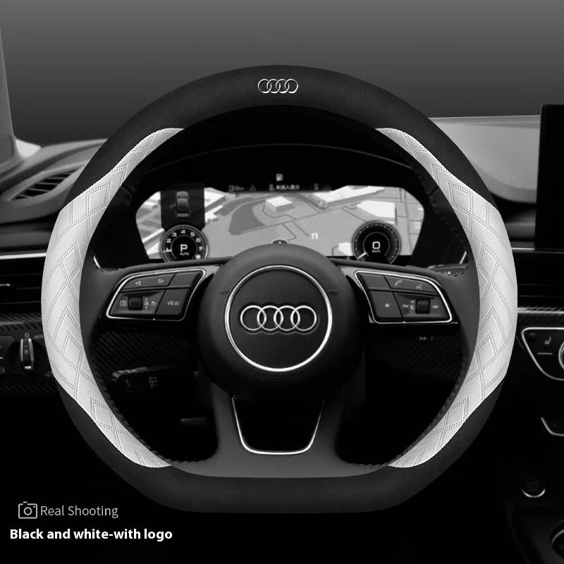 Car Steering Wheel Cover For Audi ABT A1 A2 A3 A4 A5 A6 A7 A8 Q2 Q3 Q4 Q5 Q7 Q8 TT RS3 RS4 RS5 RS6 RS7 S3 S4 S5 S6 S7 S8 S line