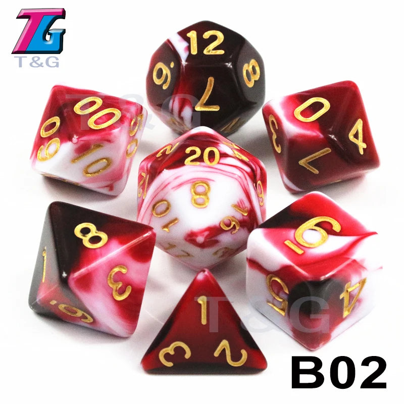 Polyhedral Dice TRPG DNDGame Games 7Pcs/Set D4 D6 D8 D10 D12 D20 Multi Sides for Board Game