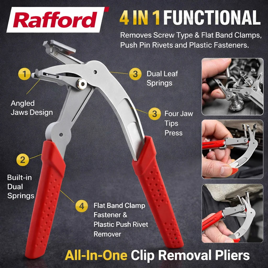 Rafford Car Body Clip Pliers Set with 100PCS Fasteners, Auto Trim Removal Tool Kit for Door Panel Bumper Rivet Clips
