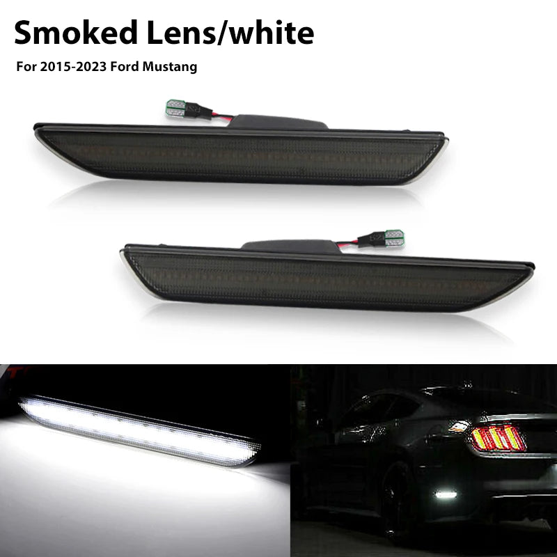 iJDM For 2015-2023 Ford Mustang Red/White Rear Side Fender Marker Light Parking Light/Driving Lights,OEM Sidemarker Lamps 12V
